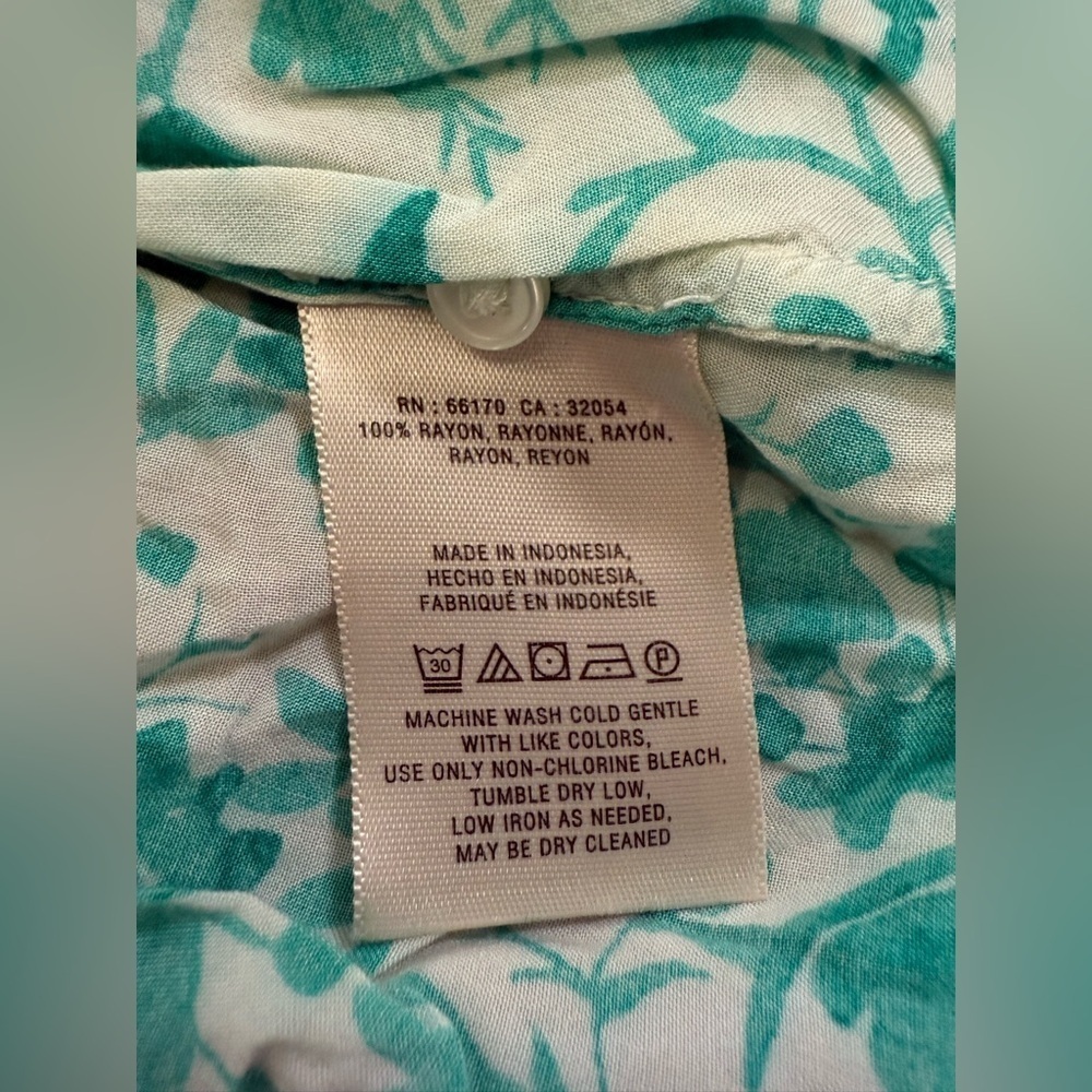 Maeve Women’s Teal & White Floral Long Sleeve Shirt - Size Small - Picture 6 of 7
